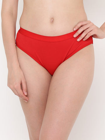 Berry's Intimatess Red Women's Mid Rise Soft Cotton/Spandex Bikini Panty