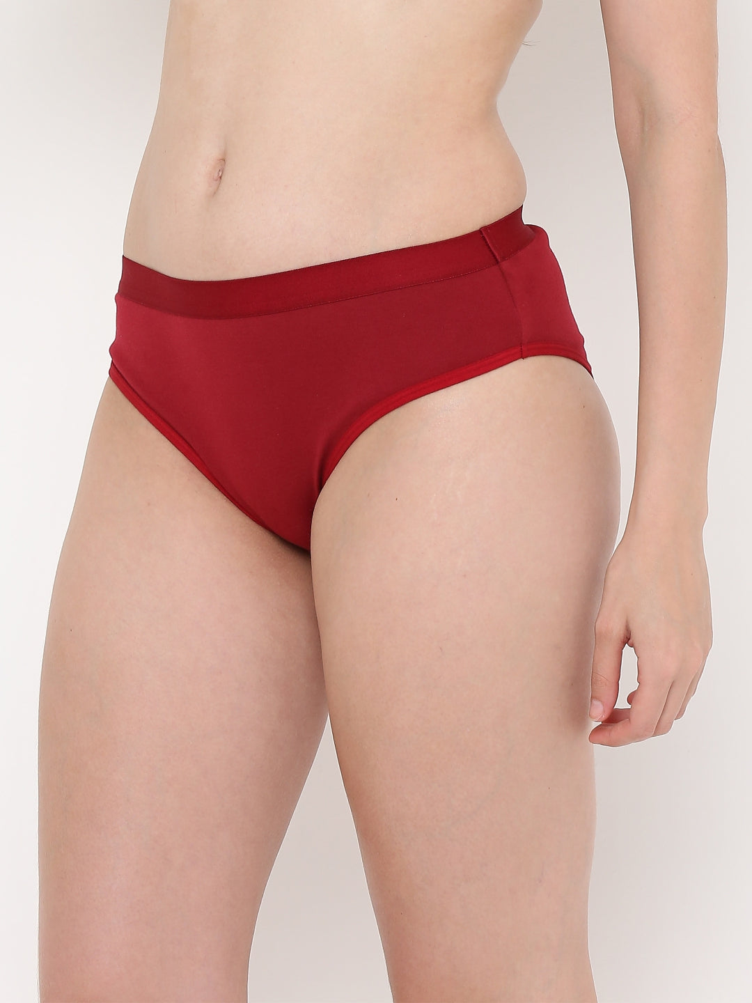 Berry's Intimatess Maroon Women's Mid Rise Soft Cotton/Spandex Bikini Panty
