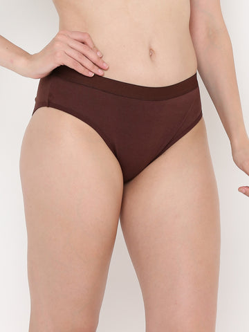 Berry's Intimatess Brown Women's Mid Rise Soft Cotton/Spandex Bikini Panty