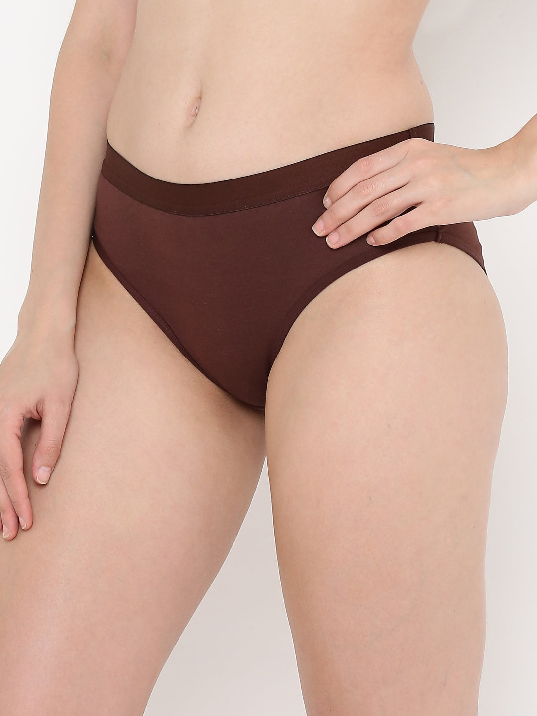 Berry's Intimatess Brown Women's Mid Rise Soft Cotton/Spandex Bikini Panty