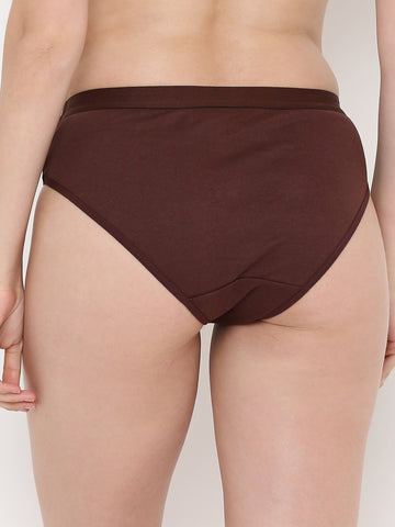 Berry's Intimatess Brown Women's Mid Rise Soft Cotton/Spandex Bikini Panty