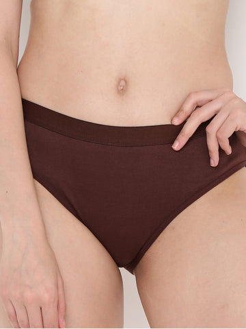Berry's Intimatess Brown Women's Mid Rise Soft Cotton/Spandex Bikini Panty