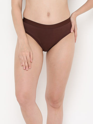 Berry's Intimatess Brown Women's Mid Rise Soft Cotton/Spandex Bikini Panty