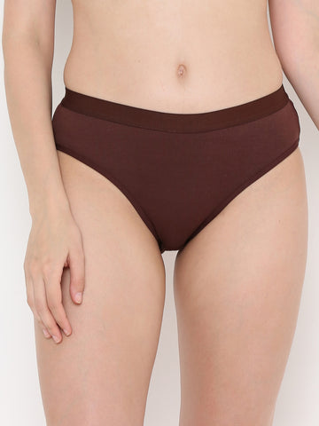 Berry's Intimatess Brown Women's Mid Rise Soft Cotton/Spandex Bikini Panty