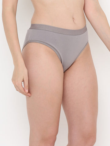 Berry's Intimatess Grey Women's Mid Rise Soft Cotton/Spandex Bikini Panty