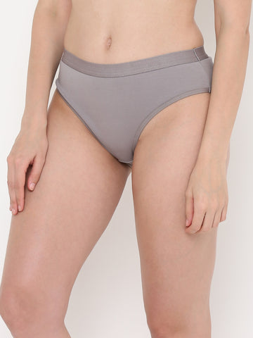 Berry's Intimatess Grey Women's Mid Rise Soft Cotton/Spandex Bikini Panty