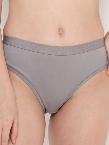 Berry's Intimatess Grey Women's Mid Rise Soft Cotton/Spandex Bikini Panty