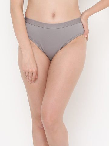 Berry's Intimatess Grey Women's Mid Rise Soft Cotton/Spandex Bikini Panty