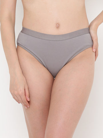 Berry's Intimatess Grey Women's Mid Rise Soft Cotton/Spandex Bikini Panty