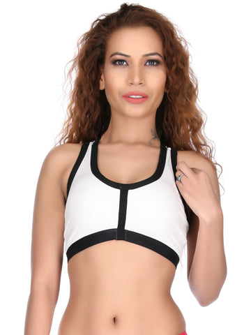 Berry's Intimatess White/Black Front Strech Medium Impact Sports Bra