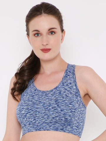 Berry's Intimatess Blue Melange Removable Pads Sport Bra