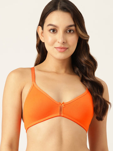 Berry's Intimatess Orange Mini Center Net Seamless Comfort T-Shirt Bra - Non-Padded, Non-Wired