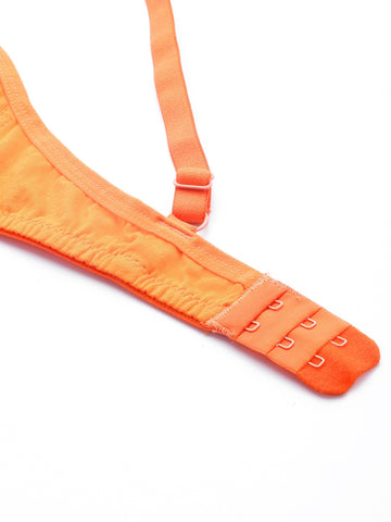 Berry's Intimatess Orange Mini Center Net Seamless Comfort T-Shirt Bra - Non-Padded, Non-Wired