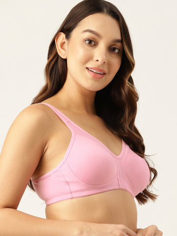 Berry's Intimatess Baby Pink Minimizer Seamless Comfort T-Shirt Bra - Non-Padded, Non-Wired