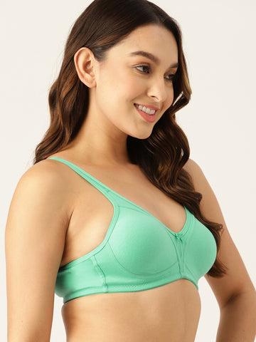 Berry's Intimatess Sea Green Minimizer Seamless Comfort T-Shirt Bra - Non-Padded, Non-Wired