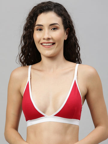 Berry's Intimatess Red & White color Non-Wired & Non Padded Medium Coverage Lounge Bra