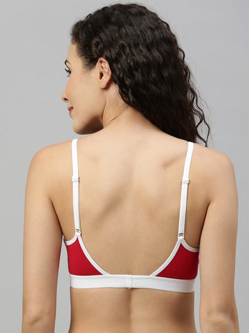 Berry's Intimatess Red & White color Non-Wired & Non Padded Medium Coverage Lounge Bra