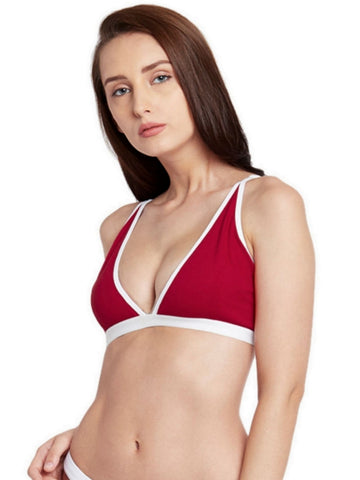 Berry's Intimatess Red & White color Non-Wired & Non Padded Medium Coverage Lounge Bra