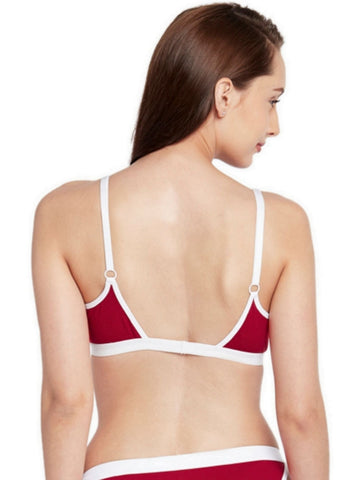 Berry's Intimatess Red & White color Non-Wired & Non Padded Medium Coverage Lounge Bra