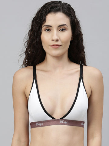 Berry's Intimatess White & Black color Non-Wired & Non Padded Medium Coverage Lounge Bra