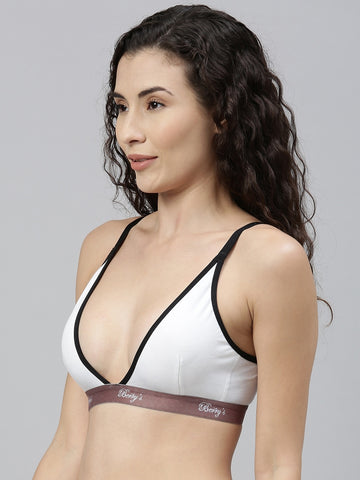 Berry's Intimatess White & Black color Non-Wired & Non Padded Medium Coverage Lounge Bra
