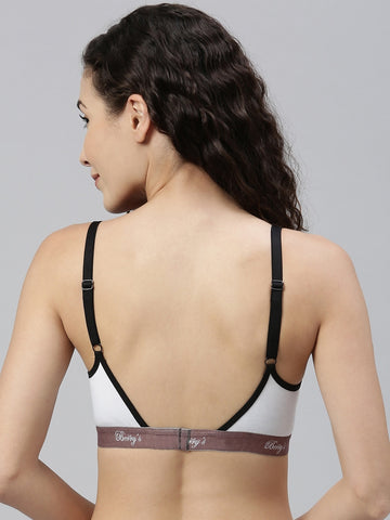 Berry's Intimatess White & Black color Non-Wired & Non Padded Medium Coverage Lounge Bra