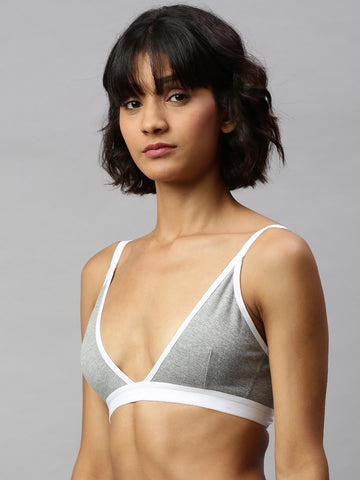 Berry's Intimatess Grey & White color Non-Wired & Non Padded Medium Coverage Lounge Bra