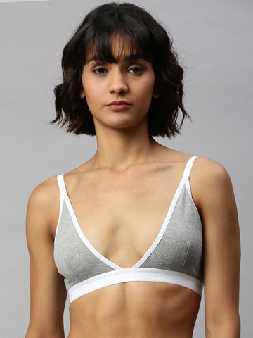 Berry's Intimatess Grey & White color Non-Wired & Non Padded Medium Coverage Lounge Bra