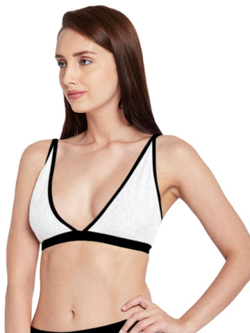 Berry's Intimatess White & Black color Non-Wired & Non Padded Medium Coverage Lounge Bra