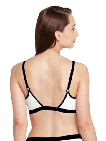 Berry's Intimatess White & Black color Non-Wired & Non Padded Medium Coverage Lounge Bra