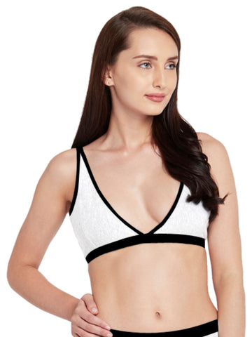 Berry's Intimatess White & Black color Non-Wired & Non Padded Medium Coverage Lounge Bra