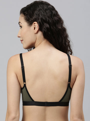 Berry's Intimatess Olive & Black color Non-Wired & Non Padded Medium Coverage Lounge Bra
