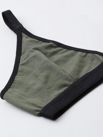 Berry's Intimatess Olive & Black color Non-Wired & Non Padded Medium Coverage Lounge Bra