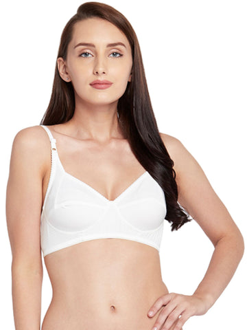 Berry's Intimatess White Jacquard Comfort Non-Padded, Non-Wired Bra with Medium Coverage