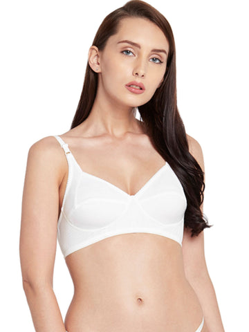 Berry's Intimatess White Jacquard Comfort Non-Padded, Non-Wired Bra with Medium Coverage