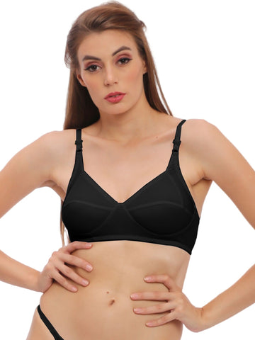 Berry's Intimatess Black Jacquard Comfort Non-Padded, Non-Wired Bra with Medium Coverage