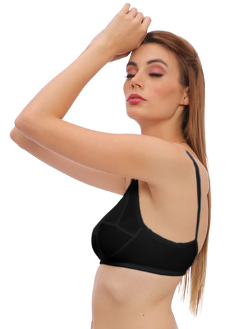 Berry's Intimatess Black Jacquard Comfort Non-Padded, Non-Wired Bra with Medium Coverage