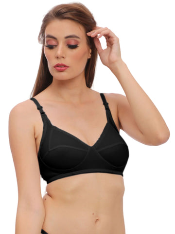 Berry's Intimatess Black Jacquard Comfort Non-Padded, Non-Wired Bra with Medium Coverage
