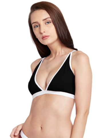 Berry's Intimatess Black & White color Non-Wired & Non Padded Medium Coverage Lounge Bra
