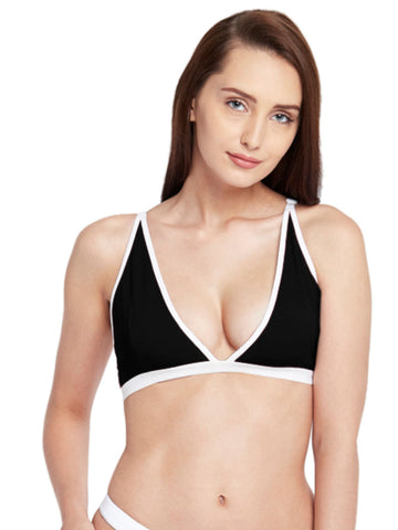 Berry's Intimatess Black & White color Non-Wired & Non Padded Medium Coverage Lounge Bra