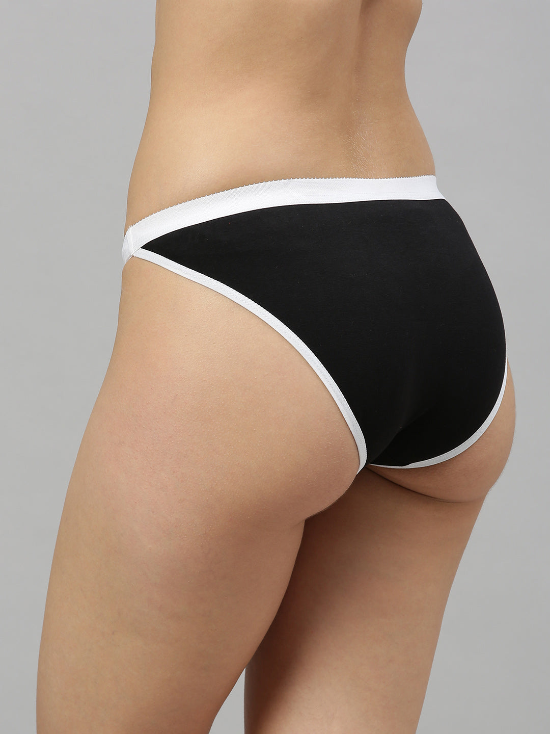 Berry's Intimatess Black/White Women's Mid Rise Soft Cotton Tanga Panty