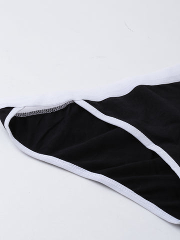 Berry's Intimatess Black/White Women's Mid Rise Soft Cotton Tanga Panty