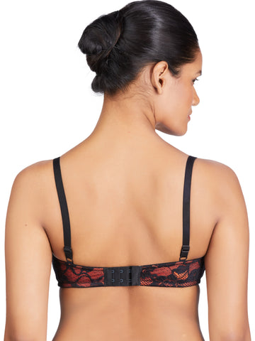 Berry's Intimatess Orange & Black color Underwired & Heavily Padded with Medium Coverage Push-Up Bra