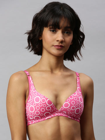 Berry's Intimatess Pink & White colour Non-Wired & Padded Bra with Medium Coverage.