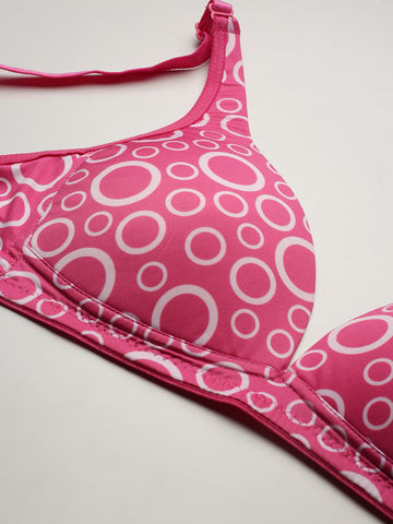 Berry's Intimatess Pink & White colour Non-Wired & Padded Bra with Medium Coverage.