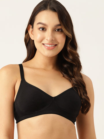 Berry's Intimatess Black Side Concealer Seamless Comfort T-Shirt Bra - Non-Padded, Non-Wired