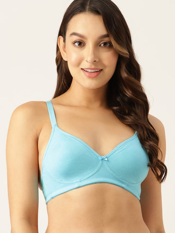 Berry's Intimatess Azure Blue Side Concealer Seamless Comfort T-Shirt Bra - Non-Padded, Non-Wired