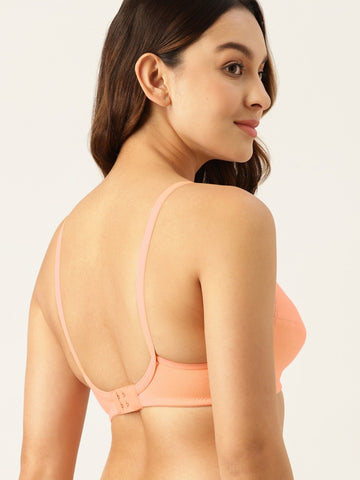 Berry's Intimatess Pastel Orange Seamed Seamless Comfort T-Shirt Bra - Non-Padded, Non-Wired