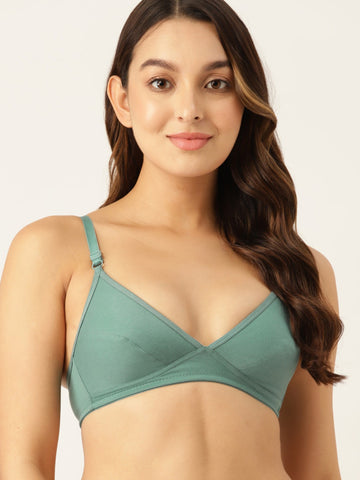 Berry's Intimatess Teal Green Seamed Seamless Comfort T-Shirt Bra - Non-Padded, Non-Wired