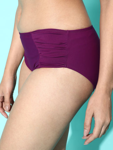Berry's Intimatess Eggplant Neck Frill One Shoulder Two Piece Swimwear